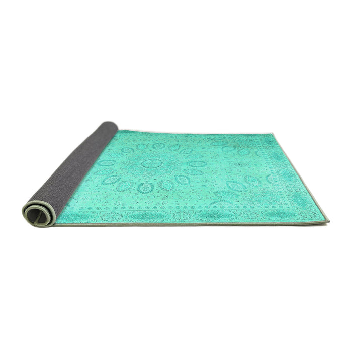 Sideview of Abstract Turquoise Contemporary Rug, con775turq