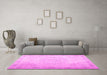 Machine Washable Abstract Pink Contemporary Rug in a Living Room, wshcon775pnk