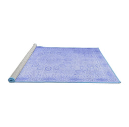 Sideview of Machine Washable Abstract Blue Contemporary Rug, wshcon775blu