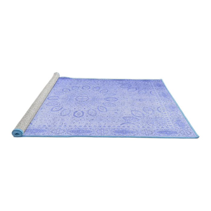 Sideview of Machine Washable Abstract Blue Contemporary Rug, wshcon775blu