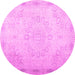 Round Abstract Pink Contemporary Rug, con775pnk