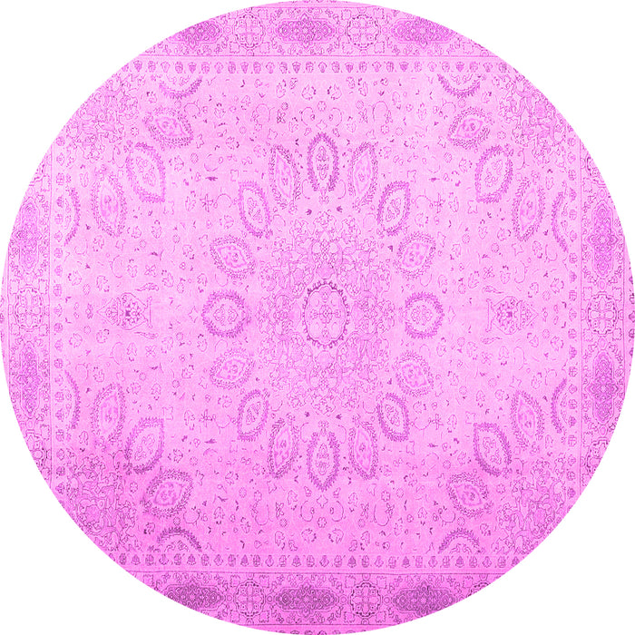 Round Machine Washable Abstract Pink Contemporary Rug, wshcon775pnk