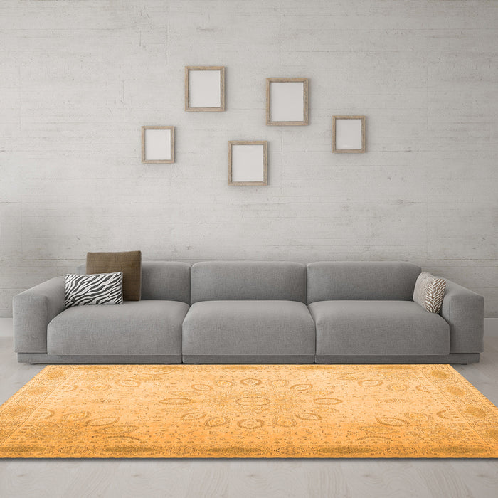 Machine Washable Abstract Orange Contemporary Area Rugs in a Living Room, wshcon775org