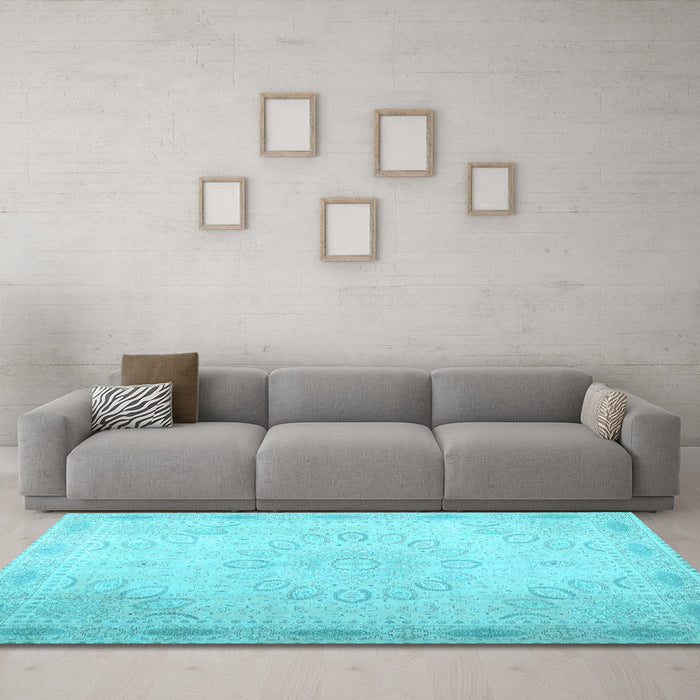 Machine Washable Abstract Light Blue Contemporary Rug in a Living Room, wshcon775lblu