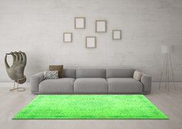 Machine Washable Abstract Green Contemporary Area Rugs in a Living Room,, wshcon775grn