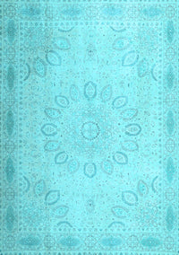 Abstract Light Blue Contemporary Rug, con775lblu