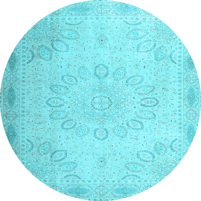 Round Machine Washable Abstract Light Blue Contemporary Rug, wshcon775lblu