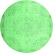 Round Abstract Emerald Green Contemporary Rug, con775emgrn