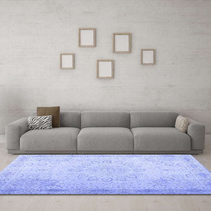 Machine Washable Abstract Blue Contemporary Rug in a Living Room, wshcon775blu