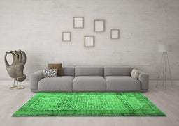 Machine Washable Persian Green Bohemian Area Rugs in a Living Room,, wshcon776grn