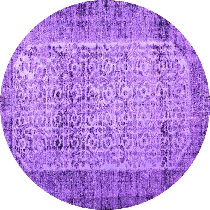 Round Machine Washable Persian Purple Bohemian Area Rugs, wshcon776pur