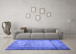 Machine Washable Persian Blue Bohemian Rug in a Living Room, wshcon776blu