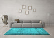 Machine Washable Persian Turquoise Bohemian Area Rugs in a Living Room,, wshcon776turq