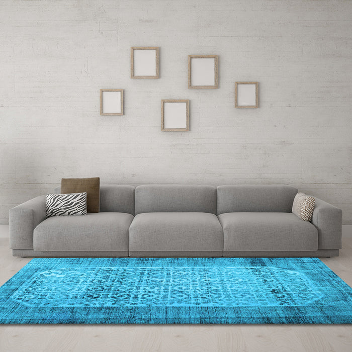 Machine Washable Persian Light Blue Bohemian Rug in a Living Room, wshcon776lblu