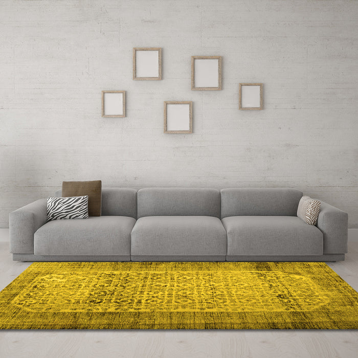 Machine Washable Persian Yellow Bohemian Rug in a Living Room, wshcon776yw
