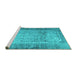 Sideview of Machine Washable Persian Turquoise Bohemian Area Rugs, wshcon776turq