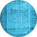 Round Persian Light Blue Bohemian Rug, con776lblu