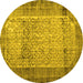 Round Persian Yellow Bohemian Rug, con776yw