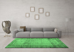 Machine Washable Persian Emerald Green Bohemian Area Rugs in a Living Room,, wshcon776emgrn