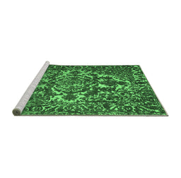 Sideview of Machine Washable Abstract Emerald Green Contemporary Area Rugs, wshcon777emgrn