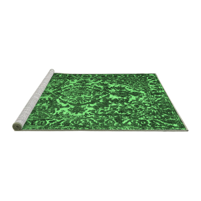 Sideview of Machine Washable Abstract Emerald Green Contemporary Area Rugs, wshcon777emgrn