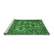 Sideview of Machine Washable Abstract Emerald Green Contemporary Area Rugs, wshcon777emgrn