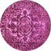 Round Abstract Purple Contemporary Rug, con777pur