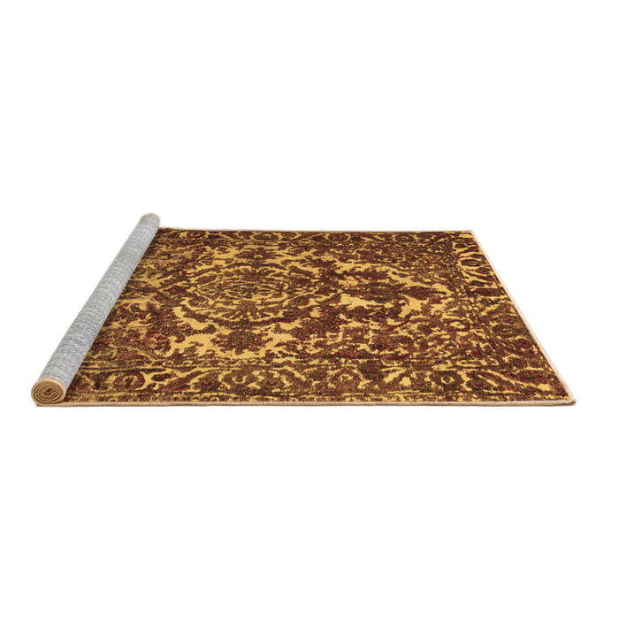 Sideview of Machine Washable Abstract Brown Contemporary Rug, wshcon777brn