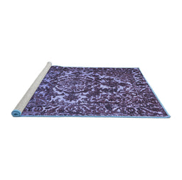 Sideview of Machine Washable Abstract Blue Contemporary Rug, wshcon777blu
