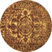 Round Abstract Brown Contemporary Rug, con777brn