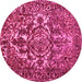 Round Abstract Pink Contemporary Rug, con777pnk