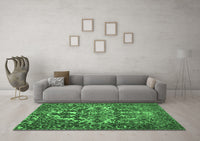 Machine Washable Abstract Emerald Green Contemporary Rug, wshcon777emgrn