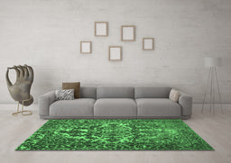 Machine Washable Abstract Emerald Green Contemporary Area Rugs in a Living Room,, wshcon777emgrn