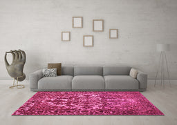 Machine Washable Abstract Pink Contemporary Rug in a Living Room, wshcon777pnk
