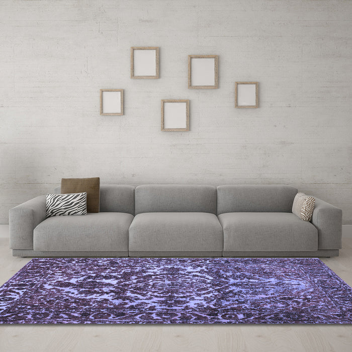 Machine Washable Abstract Blue Contemporary Rug in a Living Room, wshcon777blu