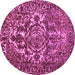 Round Machine Washable Abstract Purple Contemporary Area Rugs, wshcon777pur