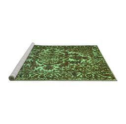 Sideview of Machine Washable Abstract Turquoise Contemporary Area Rugs, wshcon777turq