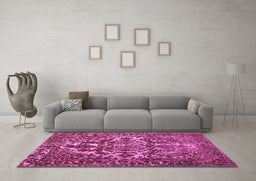 Machine Washable Abstract Purple Contemporary Area Rugs in a Living Room, wshcon777pur