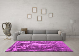 Machine Washable Abstract Pink Contemporary Rug in a Living Room, wshcon778pnk
