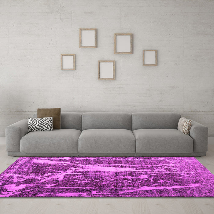 Machine Washable Abstract Pink Contemporary Rug in a Living Room, wshcon778pnk