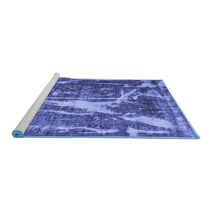 Sideview of Machine Washable Abstract Blue Contemporary Rug, wshcon778blu