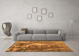 Machine Washable Abstract Orange Contemporary Area Rugs in a Living Room, wshcon778org