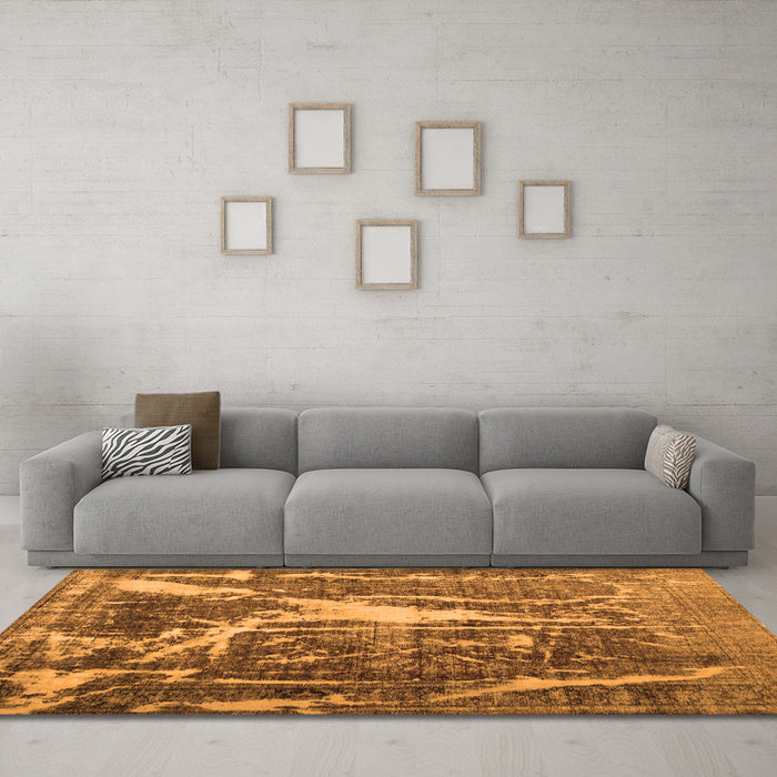 Machine Washable Abstract Orange Contemporary Area Rugs in a Living Room, wshcon778org