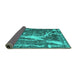 Sideview of Abstract Turquoise Contemporary Rug, con778turq