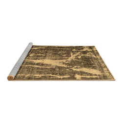 Sideview of Machine Washable Abstract Brown Contemporary Rug, wshcon778brn