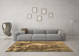 Machine Washable Abstract Brown Contemporary Rug in a Living Room,, wshcon778brn