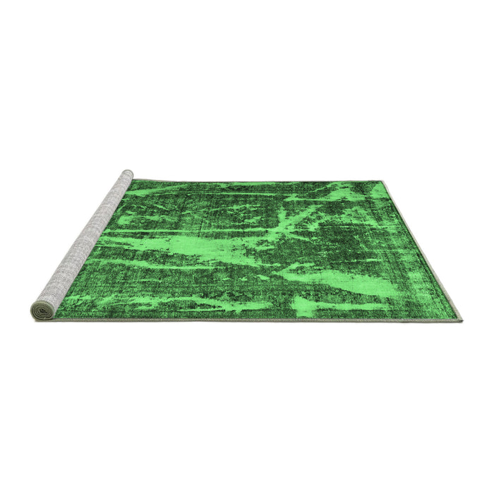 Sideview of Machine Washable Abstract Emerald Green Contemporary Area Rugs, wshcon778emgrn
