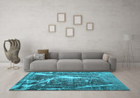 Machine Washable Abstract Light Blue Contemporary Rug, wshcon778lblu