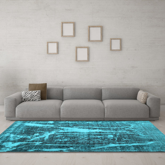 Machine Washable Abstract Light Blue Contemporary Rug in a Living Room, wshcon778lblu