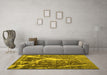 Machine Washable Abstract Yellow Contemporary Rug in a Living Room, wshcon778yw